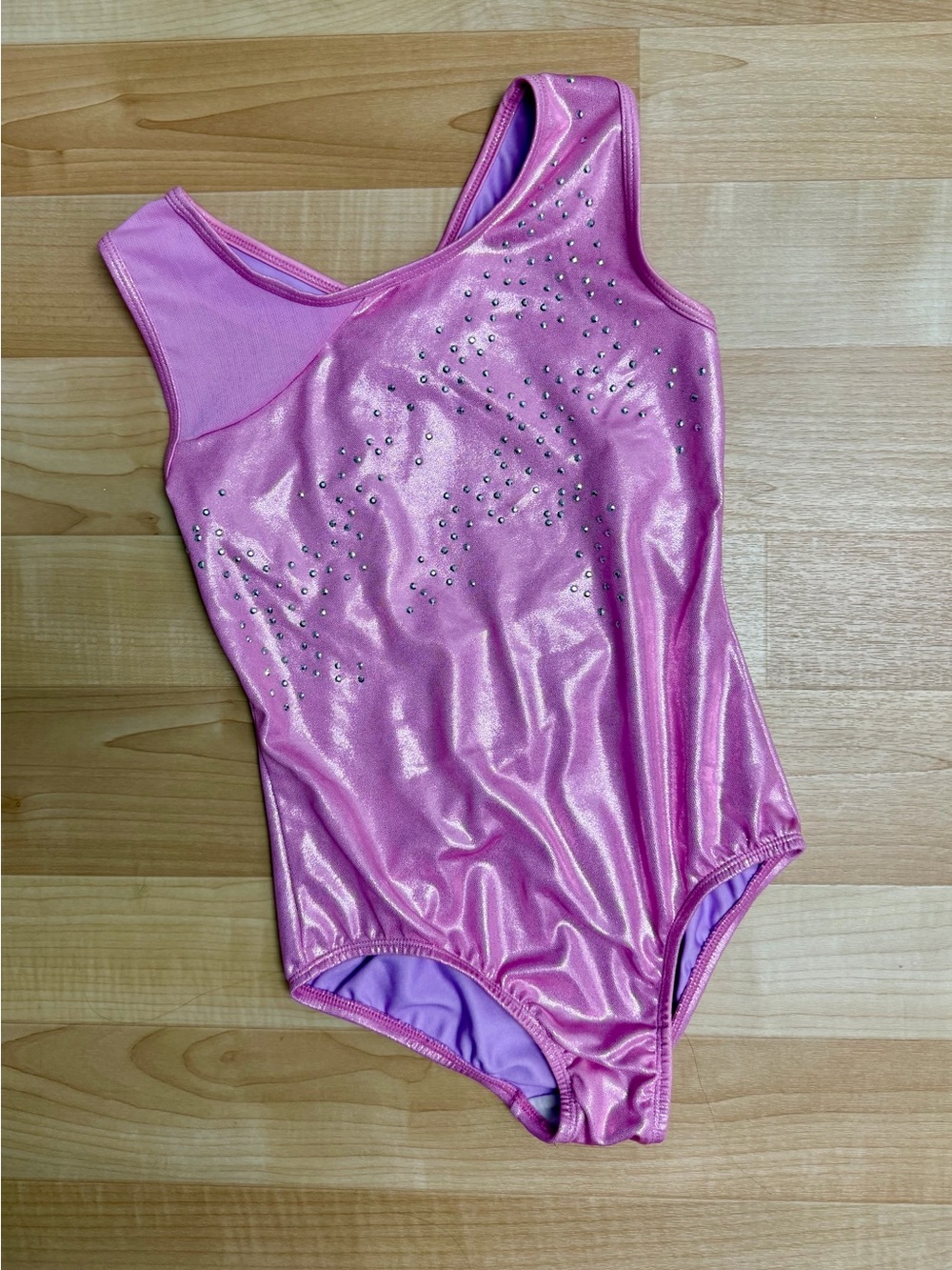 Girls Gymnastics Leotard Size L 10/12 Pink Rhinestone